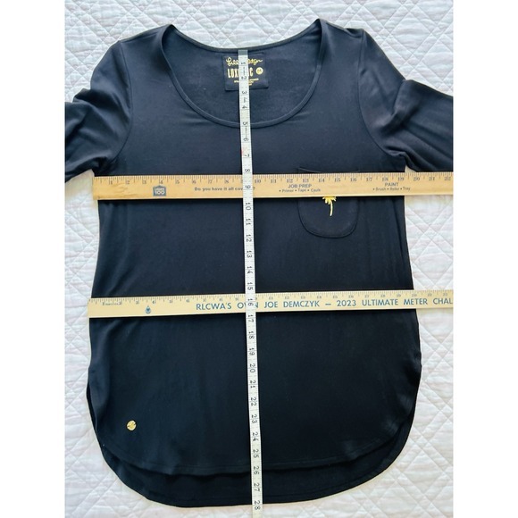 Lilly Pulitzer Luxletic Black Beachcomber Scoop Neck Long Sleeve Tunic Top Med - Picture 4 of 9